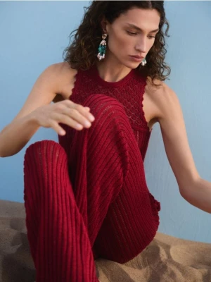 Reserved - Dzianinowe spodnie - intenstywna czerwień