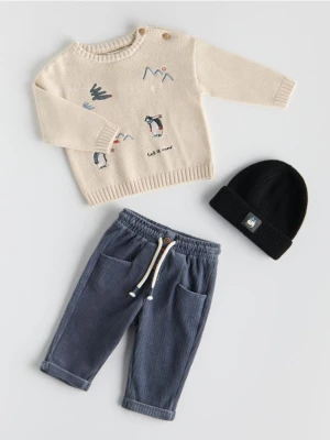 Reserved - Dzianinowe spodnie w prążek - ciemnoszary