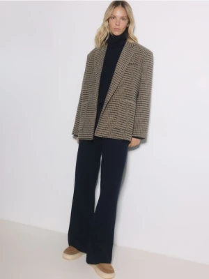 Reserved - Dzianinowe spodnie w prążek - granatowy