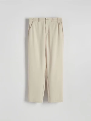 Reserved - Dzianinowe spodnie wide leg - kremowy