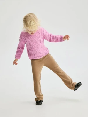 Reserved - Dzianinowe spodnie z haftem - brązowy