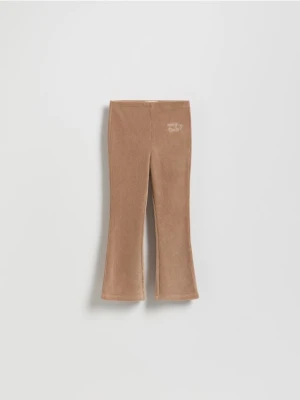 Reserved - Dzianinowe spodnie z haftem - brązowy