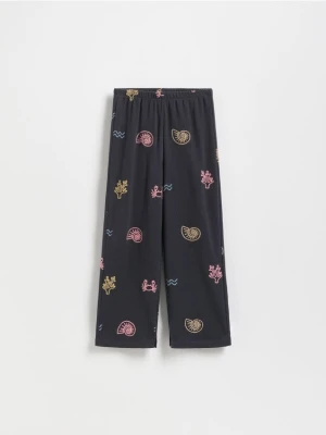 Reserved - Dzianinowe spodnie z haftem - ciemnoszary