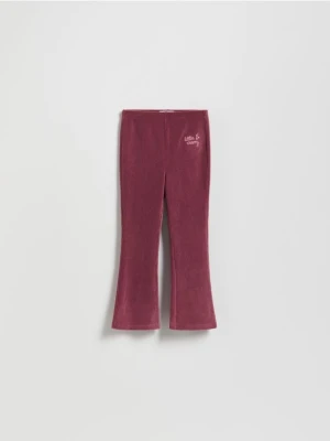 Reserved - Dzianinowe spodnie z haftem - mahoniowy