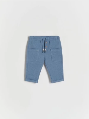 Reserved - Dzianinowe spodnie z kieszeniami - niebieski