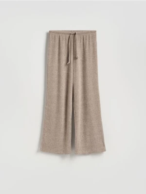 Reserved - Dzianinowe spodnie z wiązaniem - brązowy
