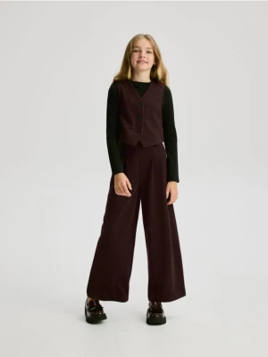 Reserved - Dzianinowe spodnie z wiskozą - bordowy