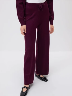 Reserved - Dzianinowe spodnie z wiskozą - ciemnofioletowy