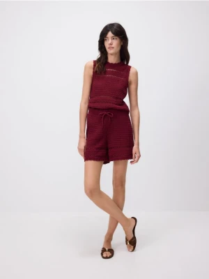 Reserved - Dzianinowe szorty - bordowy