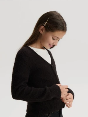 Reserved - Dzianinowy kardigan - brązowy