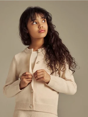 Reserved - Dzianinowy kardigan - kremowy