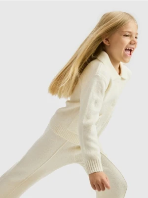 Reserved - Dzianinowy kardigan z domieszką wełny - złamana biel