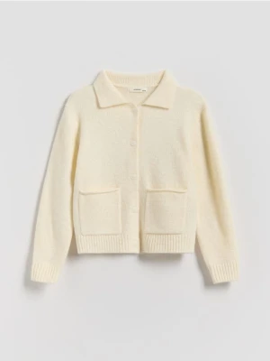 Zdjęcie produktu Reserved - Dzianinowy kardigan z domieszką wełny - złamana biel