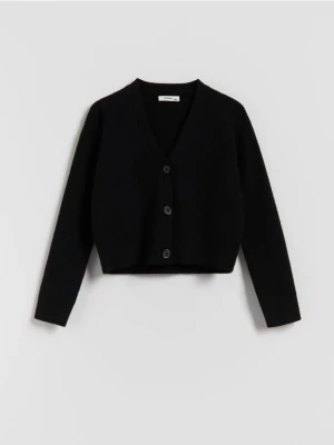 Reserved - Dzianinowy kardigan z wiskozą - czarny
