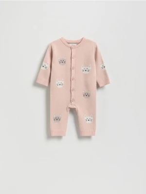 Reserved - Dzianinowy kombinezon - brudny róż