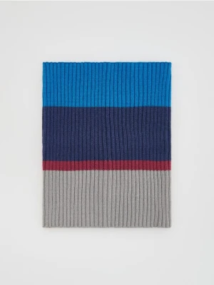 Reserved - Dzianinowy komin w prążek - granatowy