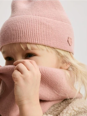 Reserved - Dzianinowy komin z aplikacją - różowy