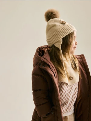 Reserved - Dzianinowy komin z golfem - beżowy