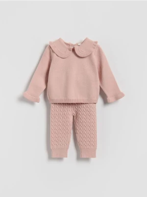 Reserved - Dzianinowy komplet - brudny róż