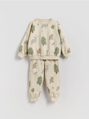 Reserved - Dzianinowy komplet - kremowy