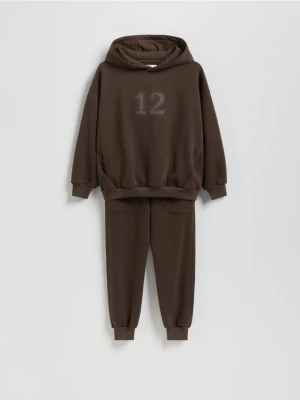 Reserved - Dzianinowy komplet z bawełną - ciemnobrązowy
