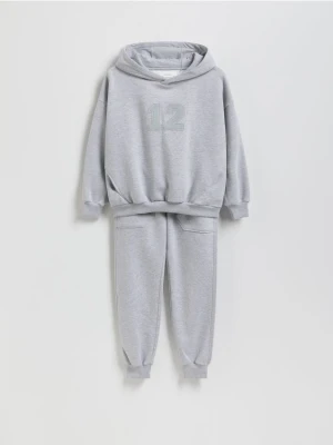 Reserved - Dzianinowy komplet z bawełną - jasnoszary