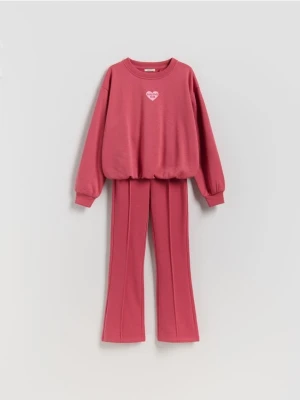 Reserved - Dzianinowy komplet z bawełną - różowy
