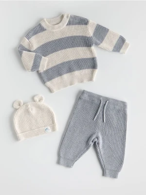 Reserved - Dzianinowy komplet z czapką - ciemnoszary