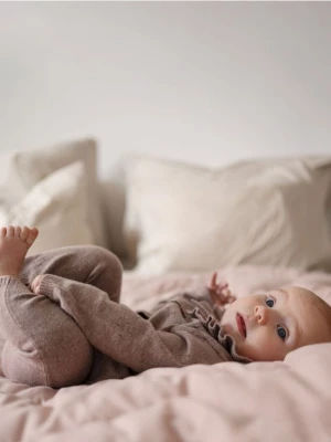 Reserved - Dzianinowy komplet z falbanką - jasnofioletowy