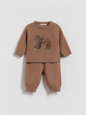 Reserved - Dzianinowy komplet z wiskozą - brązowy