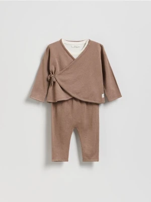 Reserved - Dzianinowy komplet z wiskozą - brązowy