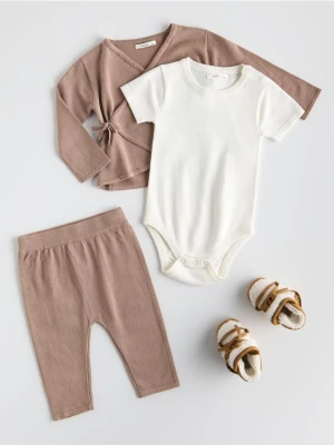 Zdjęcie produktu Reserved - Dzianinowy komplet z wiskozą - brązowy