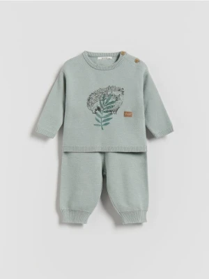 Reserved - Dzianinowy komplet z wiskozą - jasnozielony