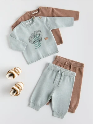 Reserved - Dzianinowy komplet z wiskozą - jasnozielony