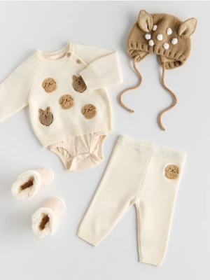 Reserved - Dzianinowy komplet z wiskozą - złamana biel