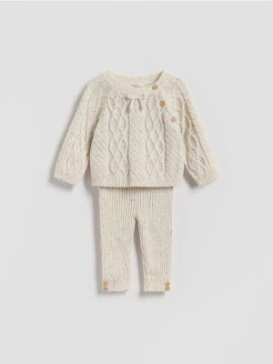 Reserved - Dzianinowy komplet z wiskozą - złamana biel