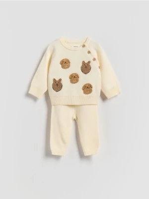 Reserved - Dzianinowy komplet z wiskozą - złamana biel