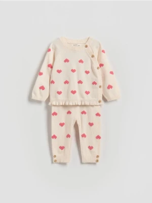 Reserved - Dzianinowy komplet z wiskozą - złamana biel