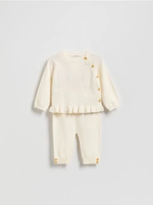 Zdjęcie produktu Reserved - Dzianinowy komplet z wiskozą - złamana biel