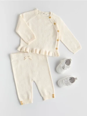 Reserved - Dzianinowy komplet z wiskozą - złamana biel