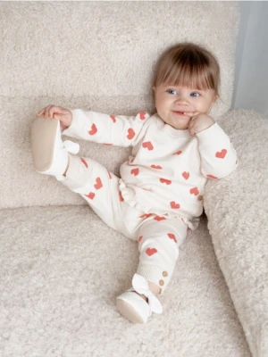 Reserved - Dzianinowy komplet z wiskozą - złamana biel