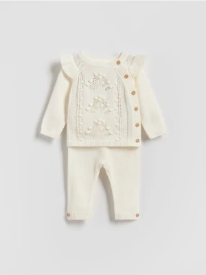 Reserved - Dzianinowy komplet - złamana biel