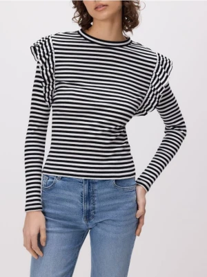Reserved - Dzianinowy longsleeve z falbanami - wielobarwny