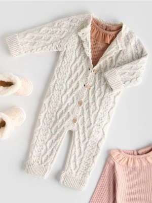 Reserved - Dzianinowy pajacyk z wiskozą - złamana biel