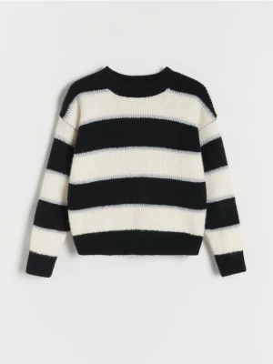 Reserved - Dzianinowy sweter w paski - wielobarwny