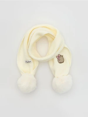 Reserved - Dzianinowy szalik Pusheen - złamana biel