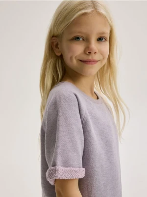 Reserved - Dzianinowy t-shirt - lawendowy