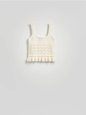Reserved - Dzianinowy top - kremowy