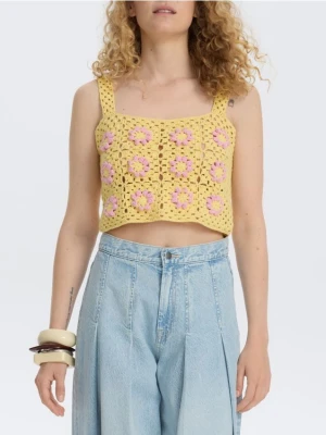 Reserved - Dzianinowy top na ramiączkach - jasnożółty
