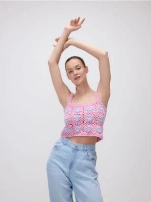 Reserved - Dzianinowy top na ramiączkach - różowy